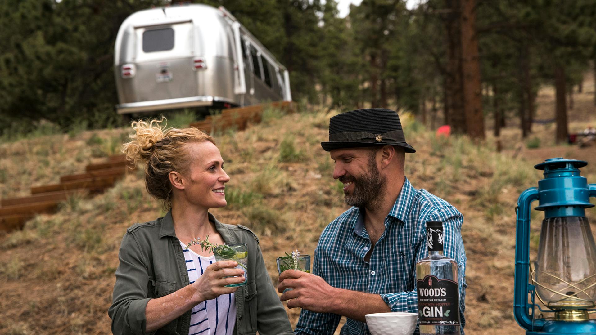 Airstream Couple with Airstream Travel Trailer